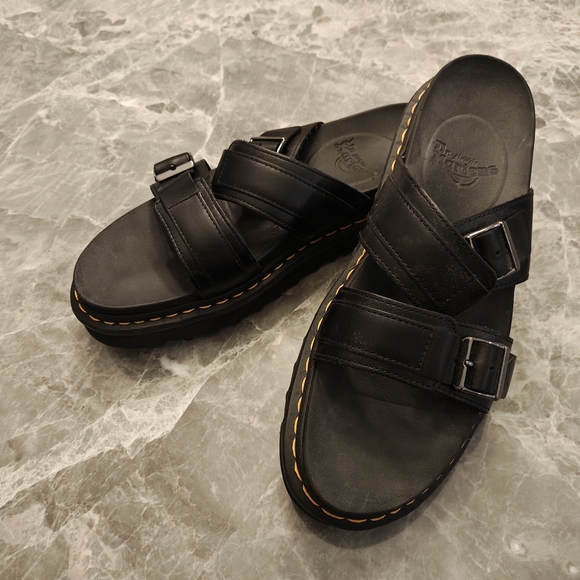 Dr. Martens Other - Dr. Martens Men’s Black Leather Buckle Slide Sandals